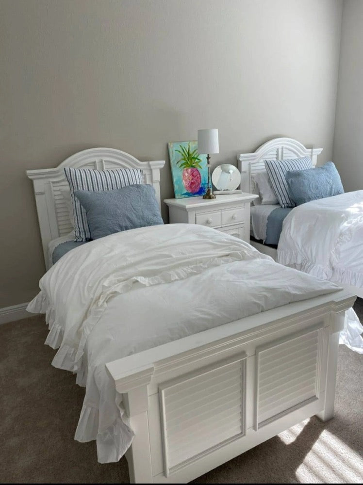 White Luxury Ruffle Trim Style Design 360TC Cotton Made Bedding Duvet Cover,Quilt Cover,Doona Cover
