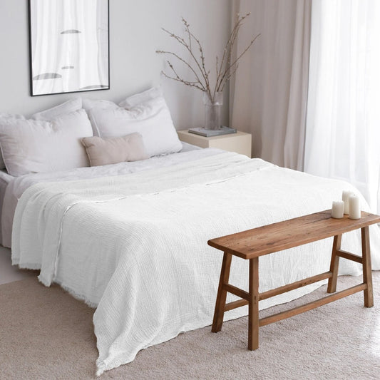 Soft Organic Muslin Bedspread, Gauze Cotton Blanket, Muslin Bed Cover, King Size Blanket, Twin Queen Bed Spread