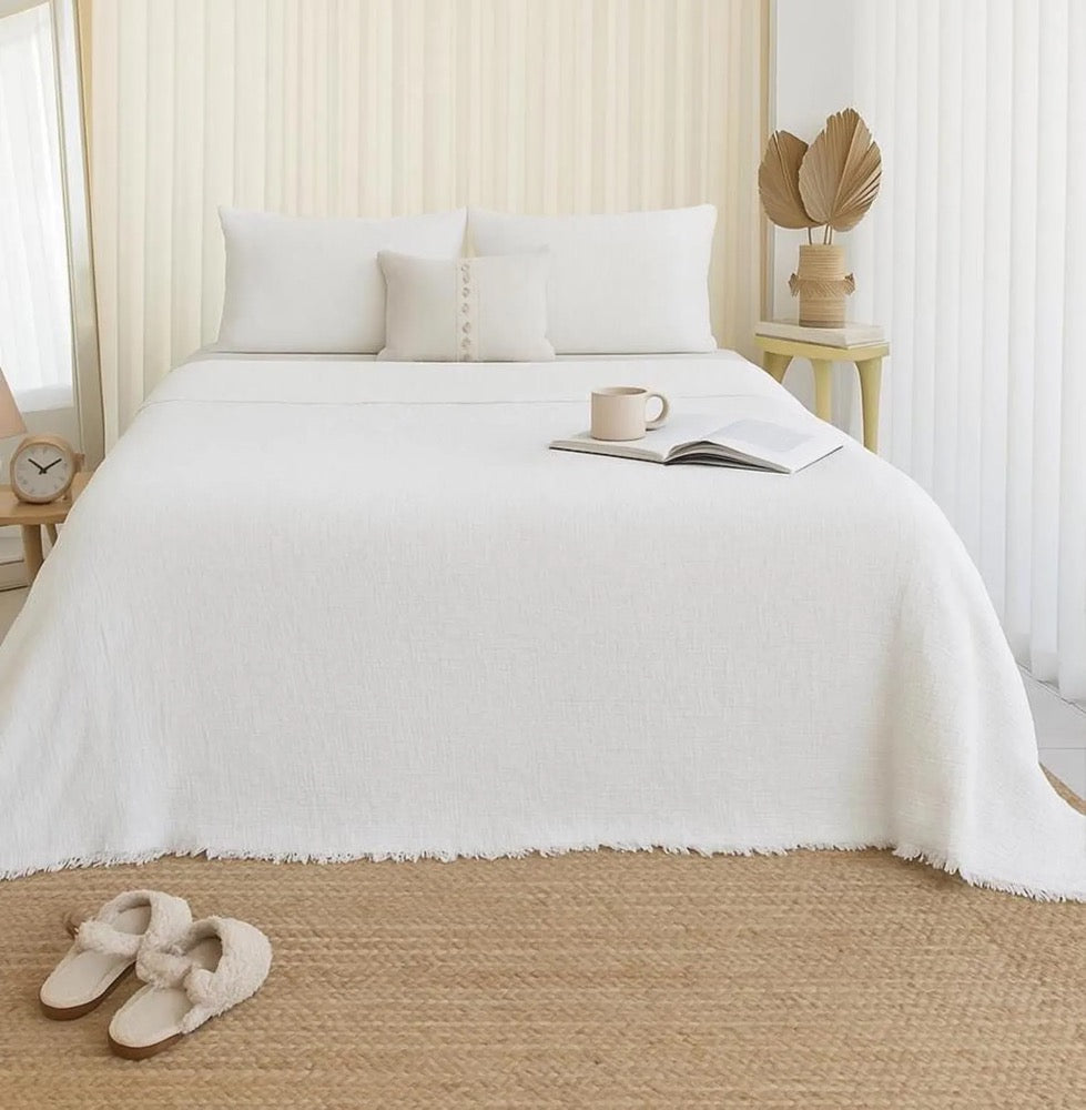Soft Organic Muslin Bedspread, Gauze Cotton Blanket, Muslin Bed Cover, King Size Blanket, Twin Queen Bed Spread