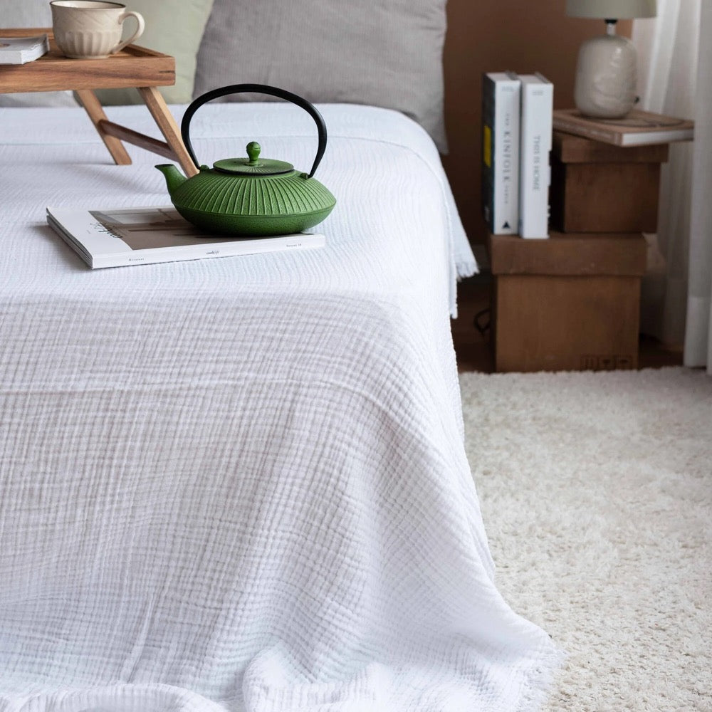 Soft Organic Muslin Bedspread, Gauze Cotton Blanket, Muslin Bed Cover, King Size Blanket, Twin Queen Bed Spread