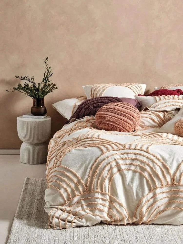 3 Piece Tufted Cotton Duvet Cover Set, White/Ivory Duvet Cover With Pillowcases, King/Queen/Twin Custom